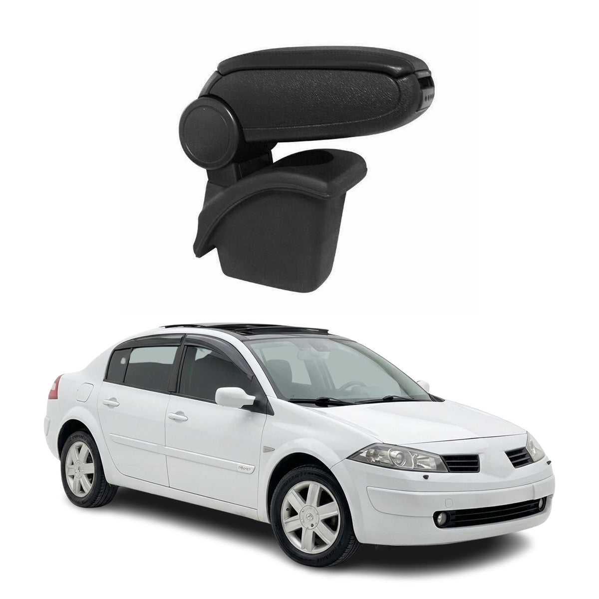 Mittelarmlehne Armlehne für Renault Megane II 2003-2008 PU-Leder ABS Schwarz