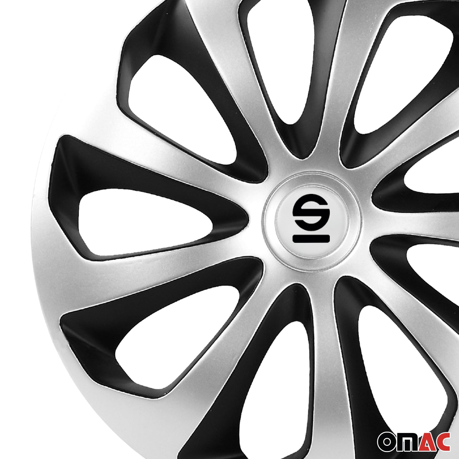 Radkappen Radzierblenden Sparco Sicilia 16" Zoll Abdeckung Set Silber Schwarz 4x