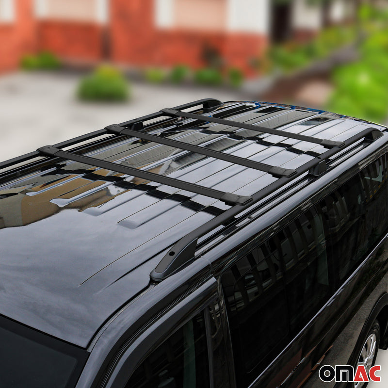 Dachreling + Dachträger für Opel Vivaro 2014-2019 Langer L2 Aluminium Schwarz 5x