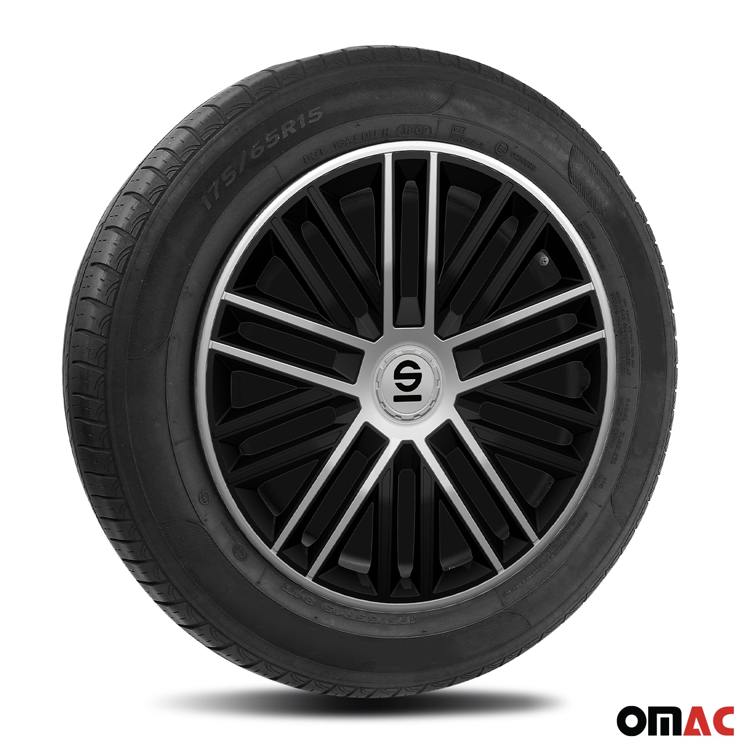 Radkappen Radzierblenden Sparco Bergamo 16" Zoll Abdeckung Set Schwarz Silber 4x