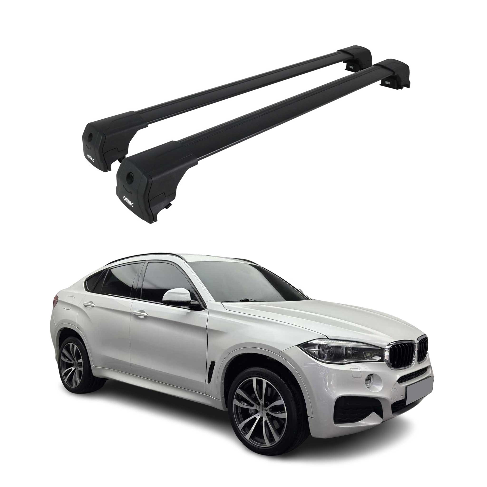 Dachträger Grundtäger für BMW X6 F16 2014-2019 75kg Aluminium Schwarz 2 tlg
