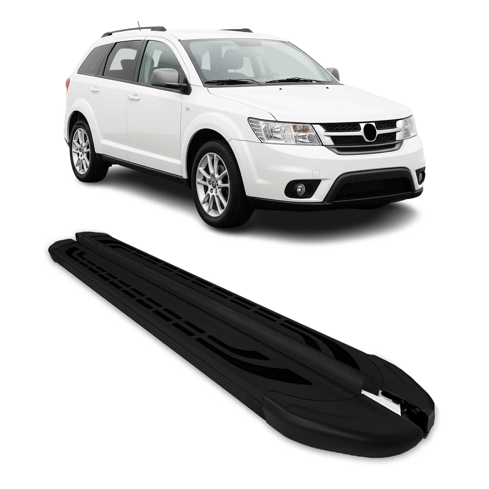 Trittbretter Seitenschweller Seitenbretter für Fiat Freemont 2011-16 Alu Schwarz