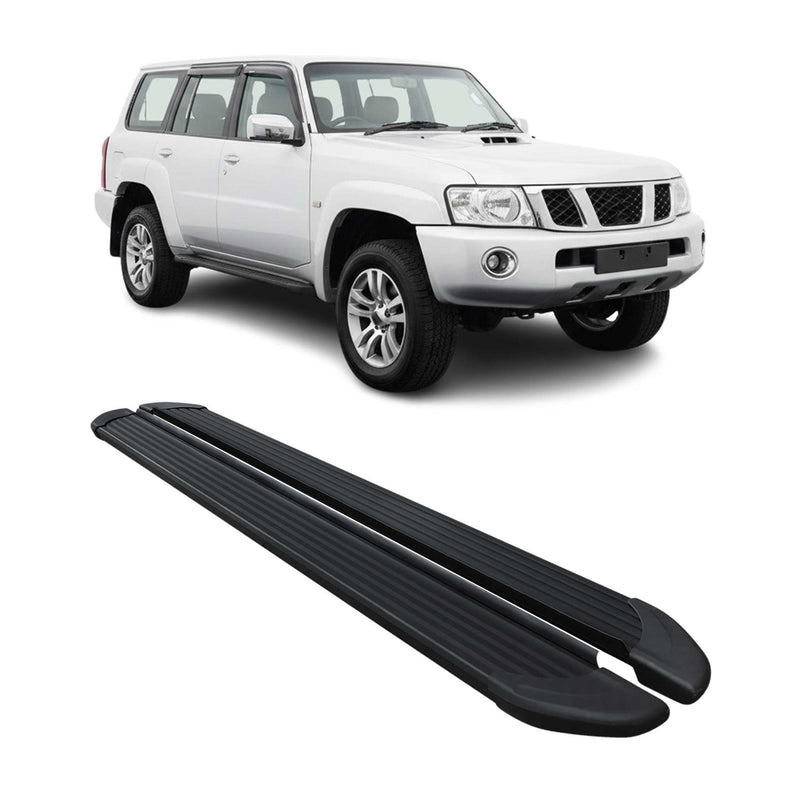 Seitenschweller Trittbretter Schweller für Nissan Patrol 2010-2025 Alu Schwarz