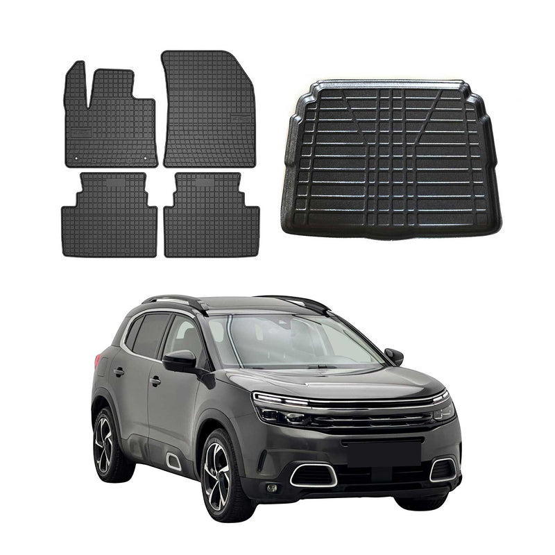 Fußmatten & Kofferraumwanne Set für Citroen C5 Aircross 2017-2025 Untere Gummi