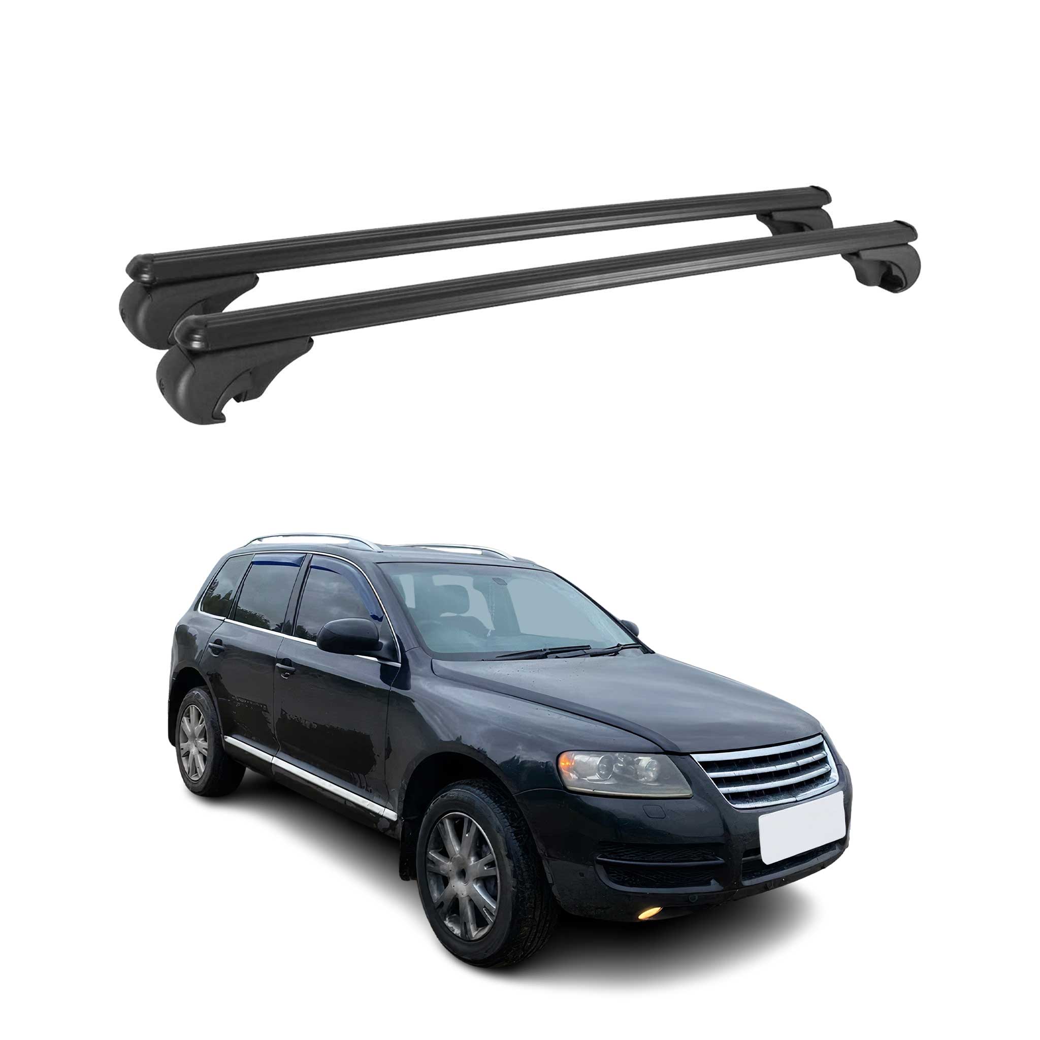 Dachträger Grundtäger für VW Touareg mk1 2002-2010 75kg Alu Schwarz 2 tlg
