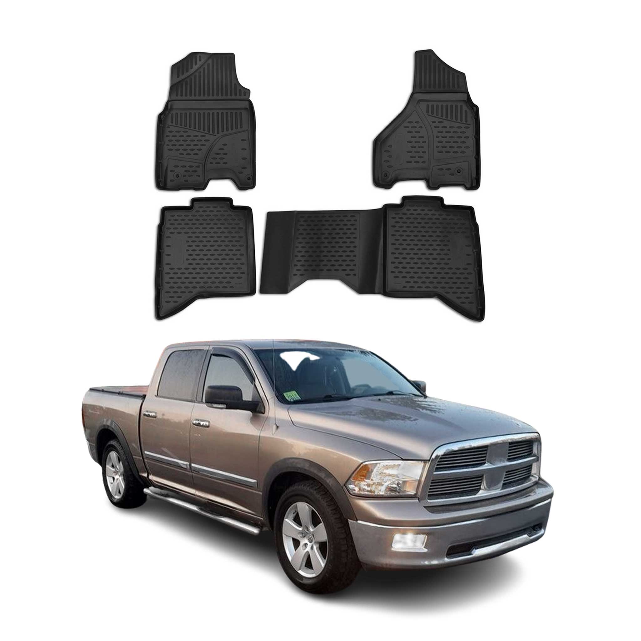 OMAC Gummimatten Fußmatten für Dodge RAM Crew Cab 2017-2024 TPE Schwarz 4x