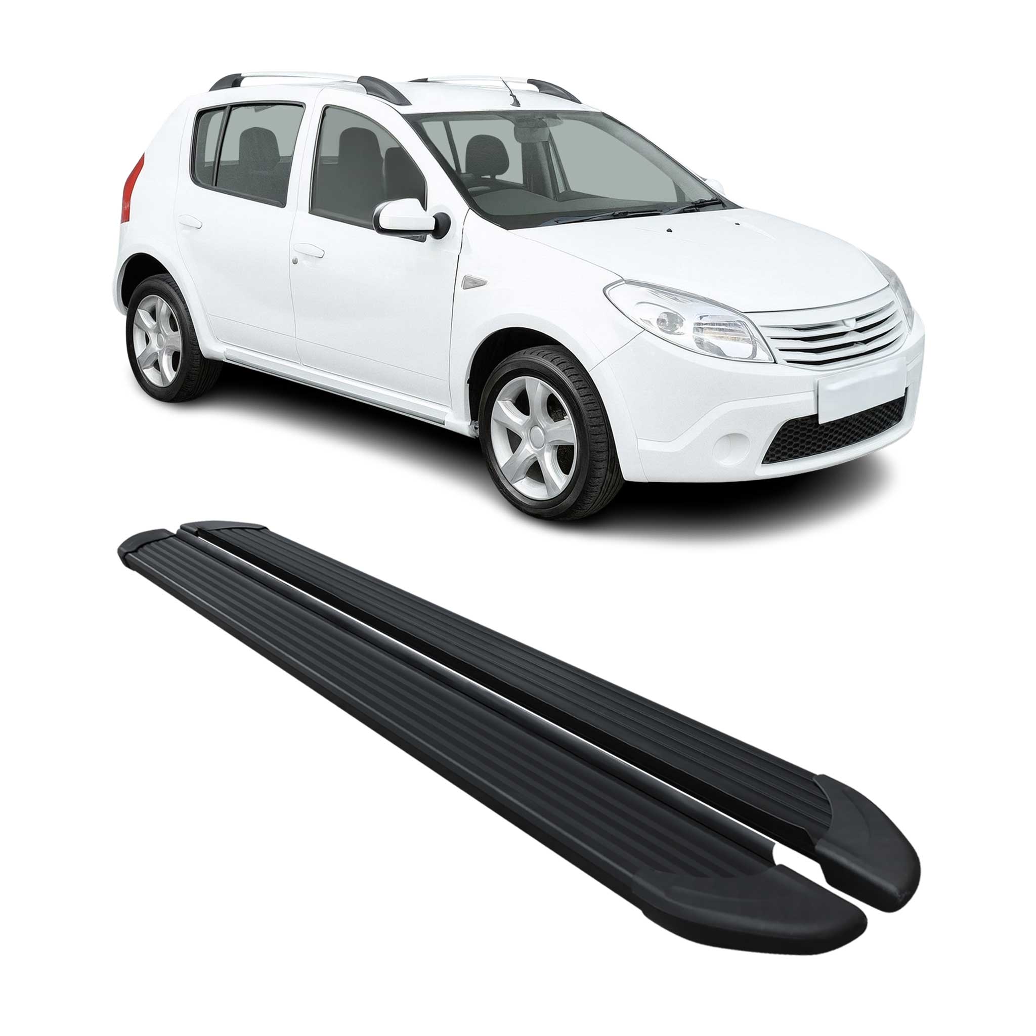 Schweller Trittbretter Schweller für Dacia Sandero Stepway 2007-2012 Alu Schwarz
