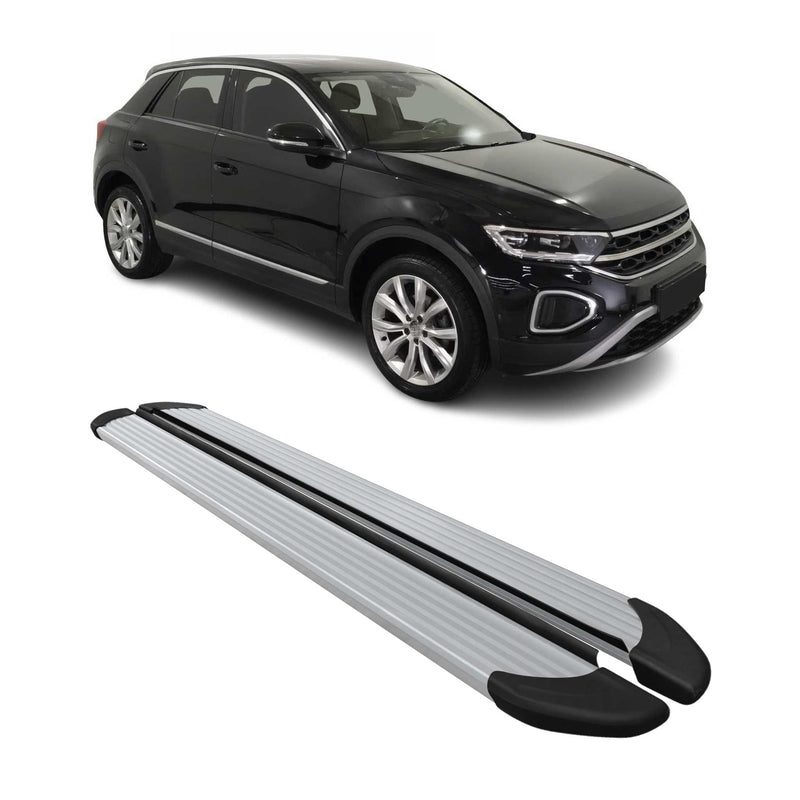 Trittbretter Seitenschweller für VW T-Roc 2017-2025 Aluminium Silber 2 tlg