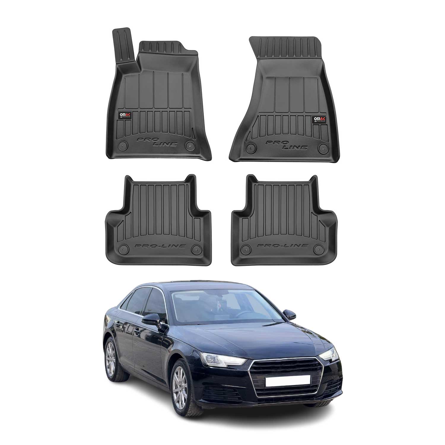 OMAC Gummi Fußmatten für Audi A4 Limo Avant Allroad B9 2016-2025 Premium TPE 4x