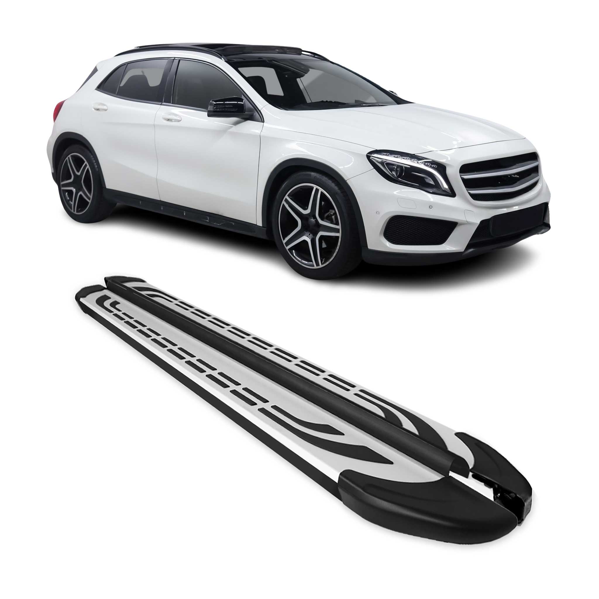 Trittbretter Seitenschweller für Mercedes GLA 2014-2020 Silber Schwarz 2 tlg