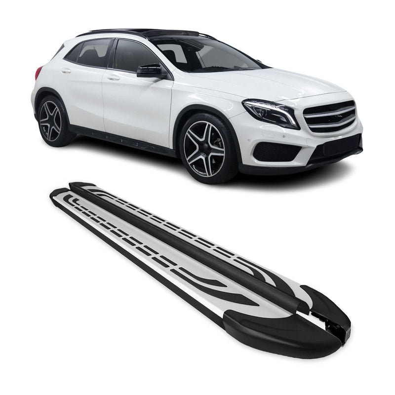 Trittbretter Seitenschweller für Mercedes GLA 2014-2020 Silber Schwarz 2 tlg