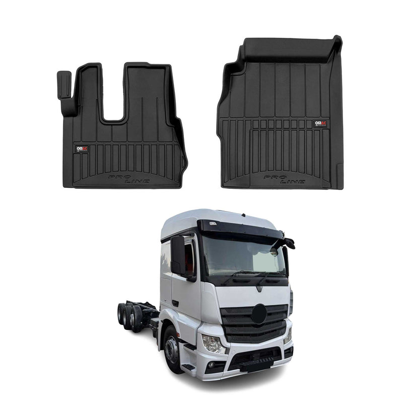 OMAC Gummi Fußmatten für Mercedes Actros MP4 2011-2019 Premium Gummi Schwarz 2x