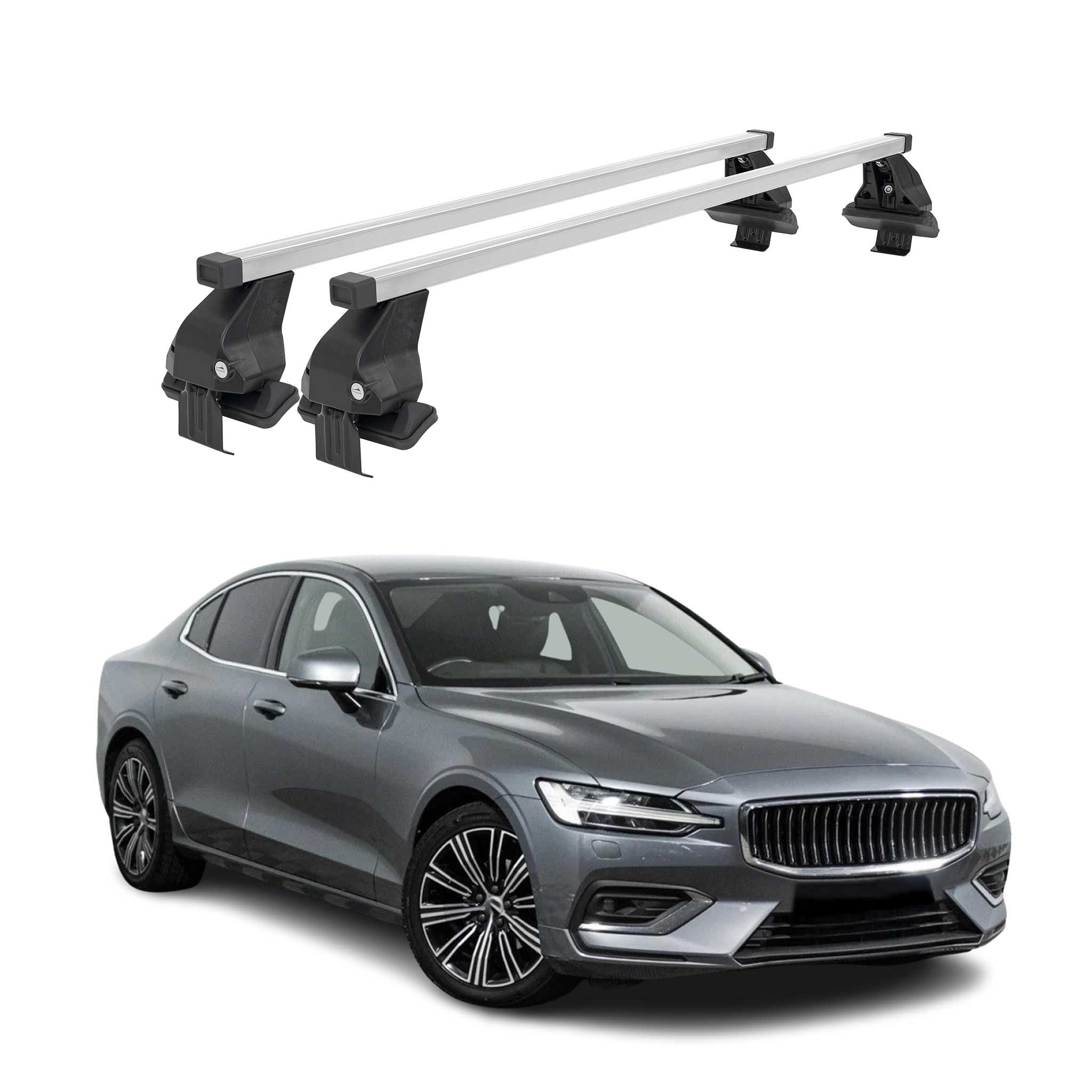 Menabo Dachträger Grundtäger für Volvo S60 II 2019-2024 50kg Stahl Silber 2 tlg