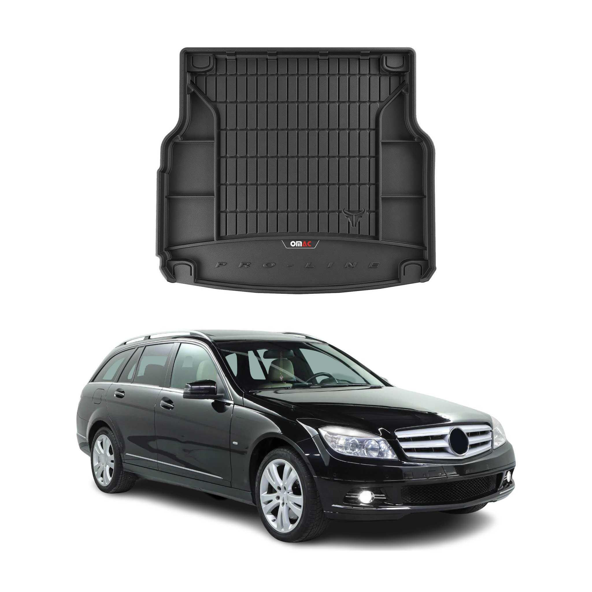 OMAC Gummi Kofferraumwanne für Mercedes C Klasse S204 2007-2014 TPE Schwarz