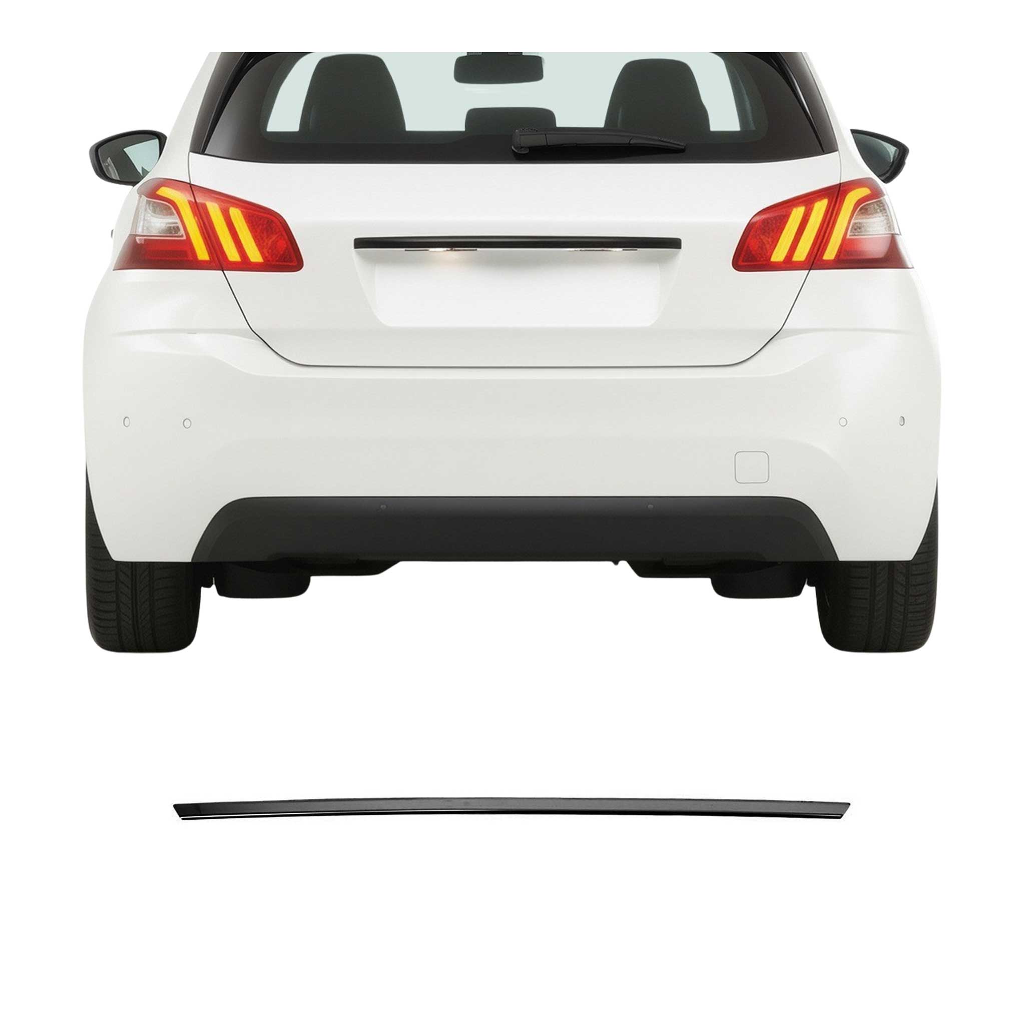 Kofferraumleiste für Peugeot 308 Schrägheck 2014-2021 Edelstahl Dunkel Chrom