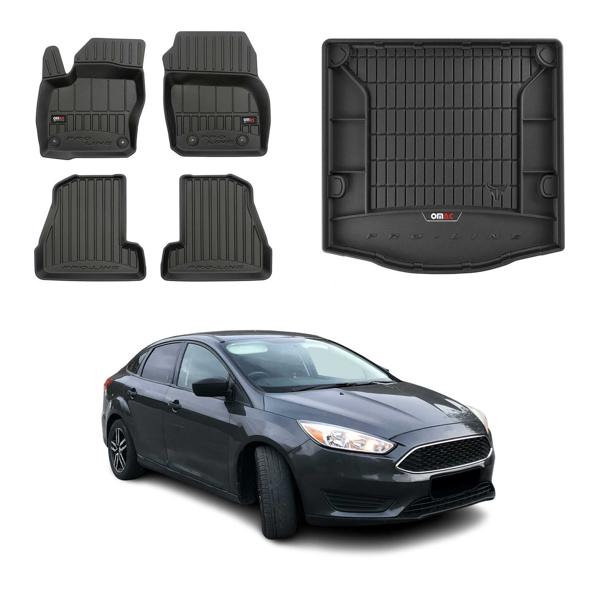 OMAC Fußmatten & Kofferraumwanne Set für Ford Focus mk3 Turnier 2010-2018