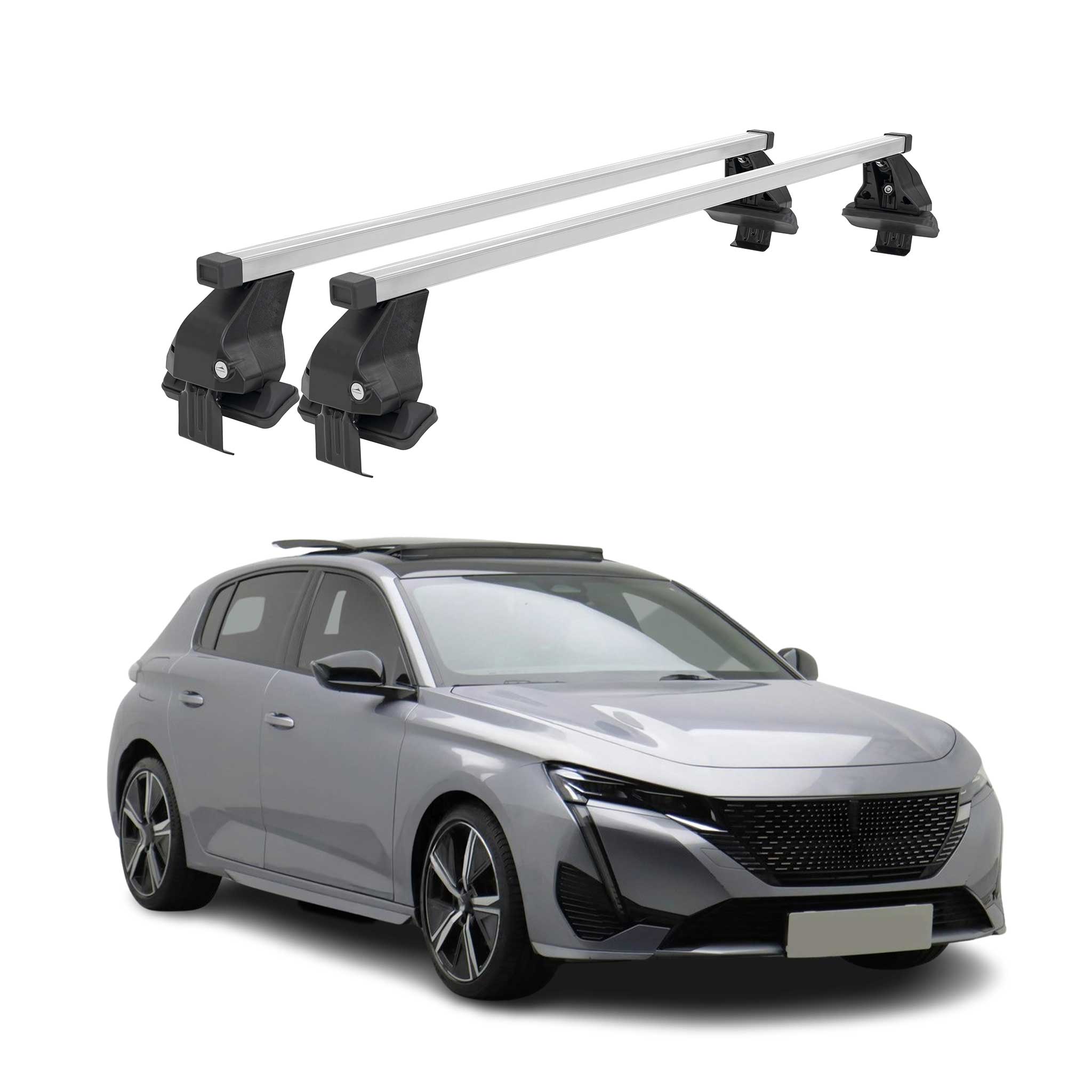 Menabo Dachträger Grundtäger für Peugeot 308 2021-2026 50kg Stahl Silber 2 tlg