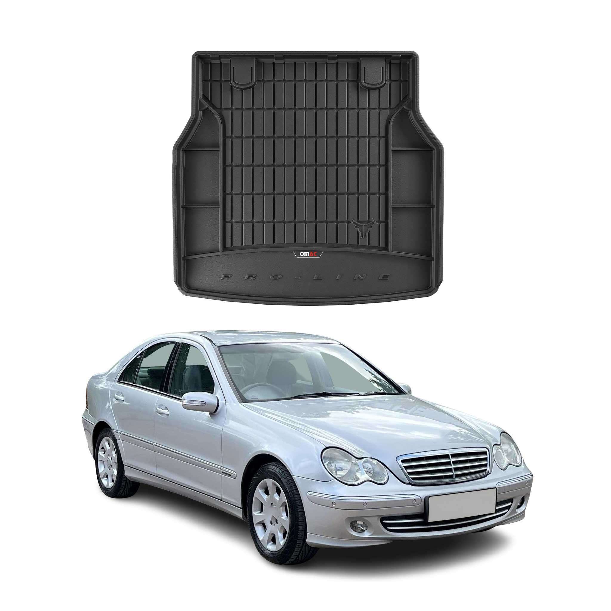 OMAC Gummi Kofferraumwanne für Mercedes C Klasse S203 2000-2007 TPE Schwarz