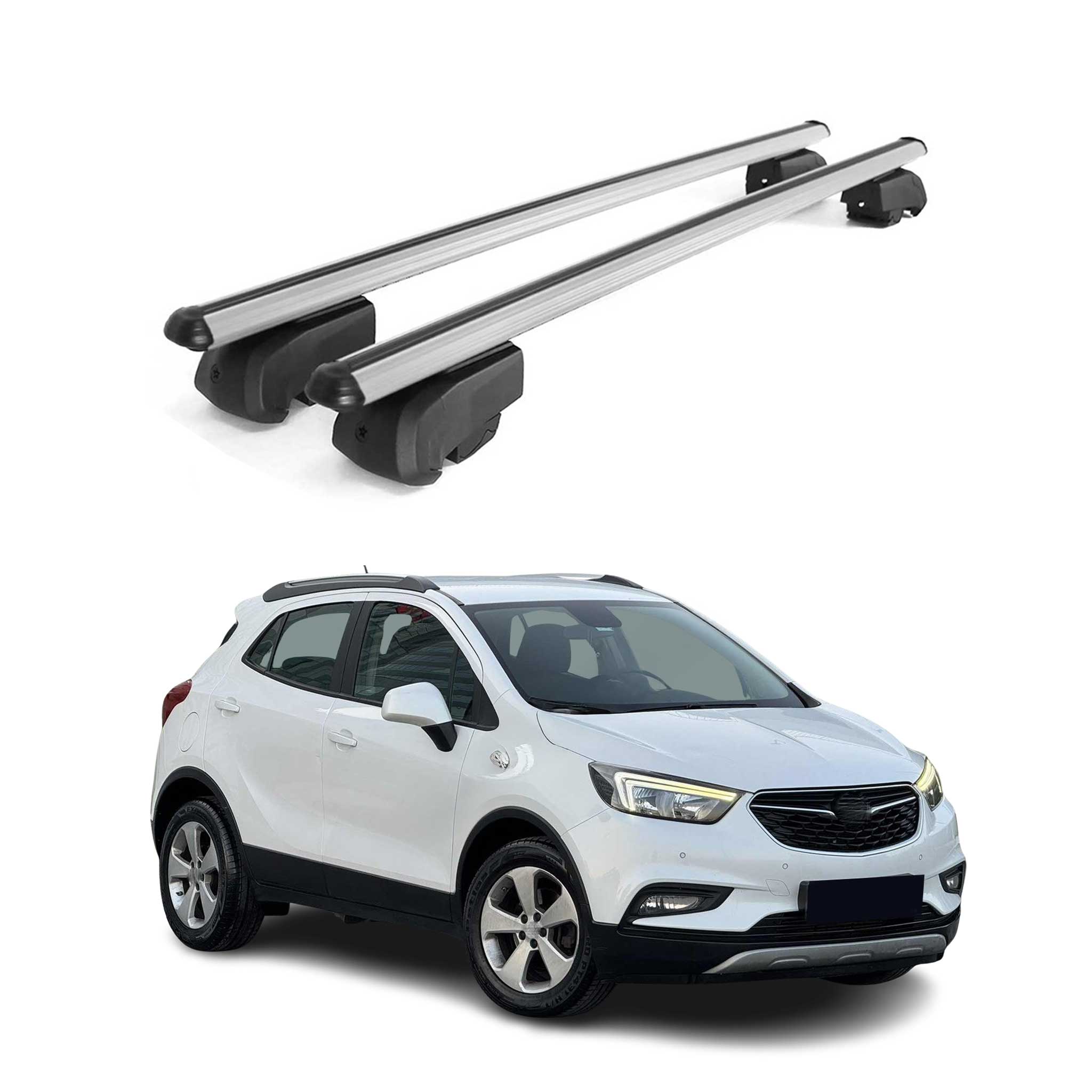 Dachträger Grundtäger für Opel Mokka X 2016-2019 75kg Aluminium Silber 2 tlg