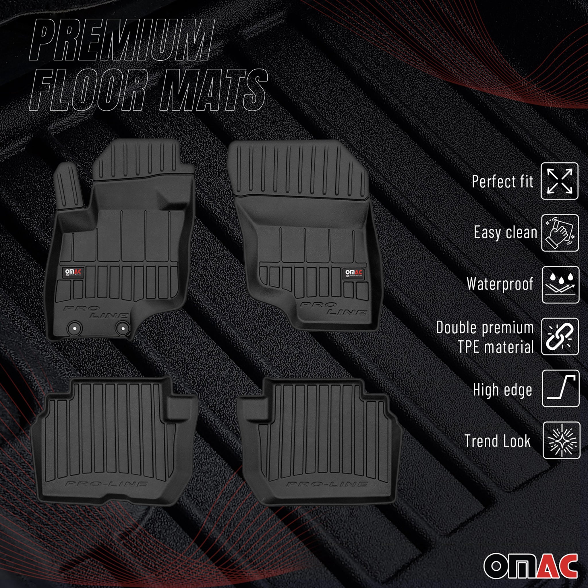 OMAC Gummi Fußmatten für Mitsubishi Eclipse Cross PHEV 2018-2026 Premium TPE 4x