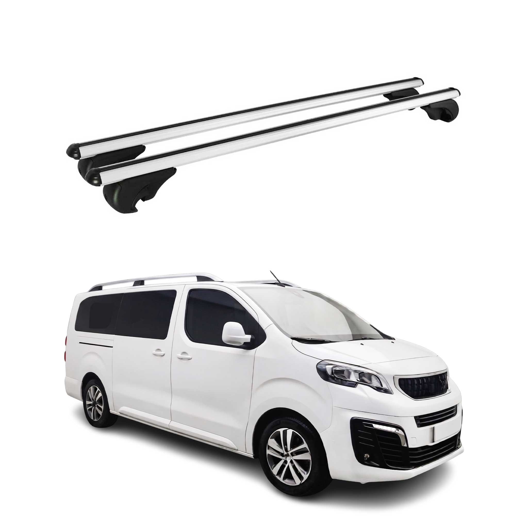 Dachträger Grundträger für Peugeot Expert / Traveller 2016-26 TÜV Alu Silber 2x