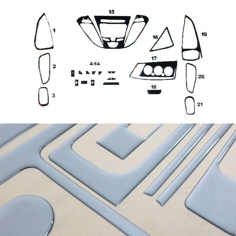 Innenraum Dekor Cockpit für Ford Transit Tourneo Custom 2012-2024 Alu Optik 22x