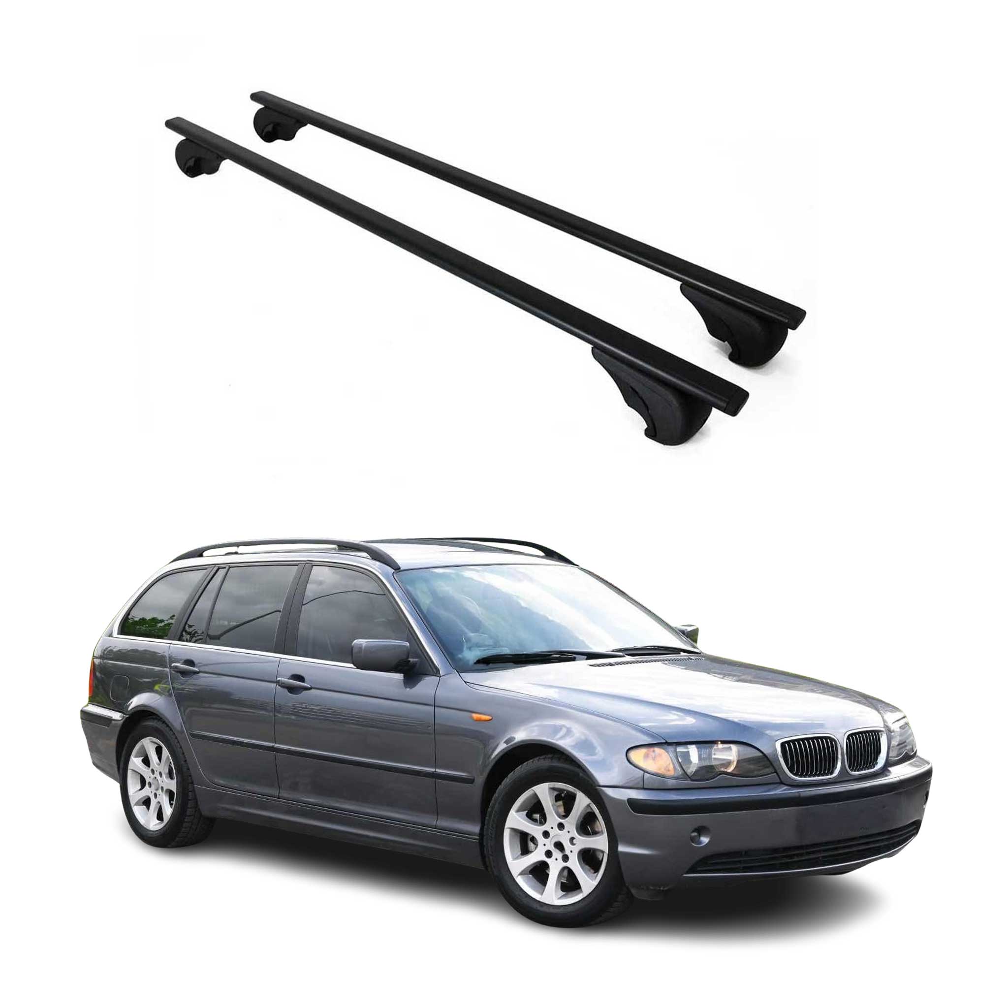 Dachträger Grundtäger für BMW 3er E46 Touring 1999-2007 75kg Metall Schwarz 2x