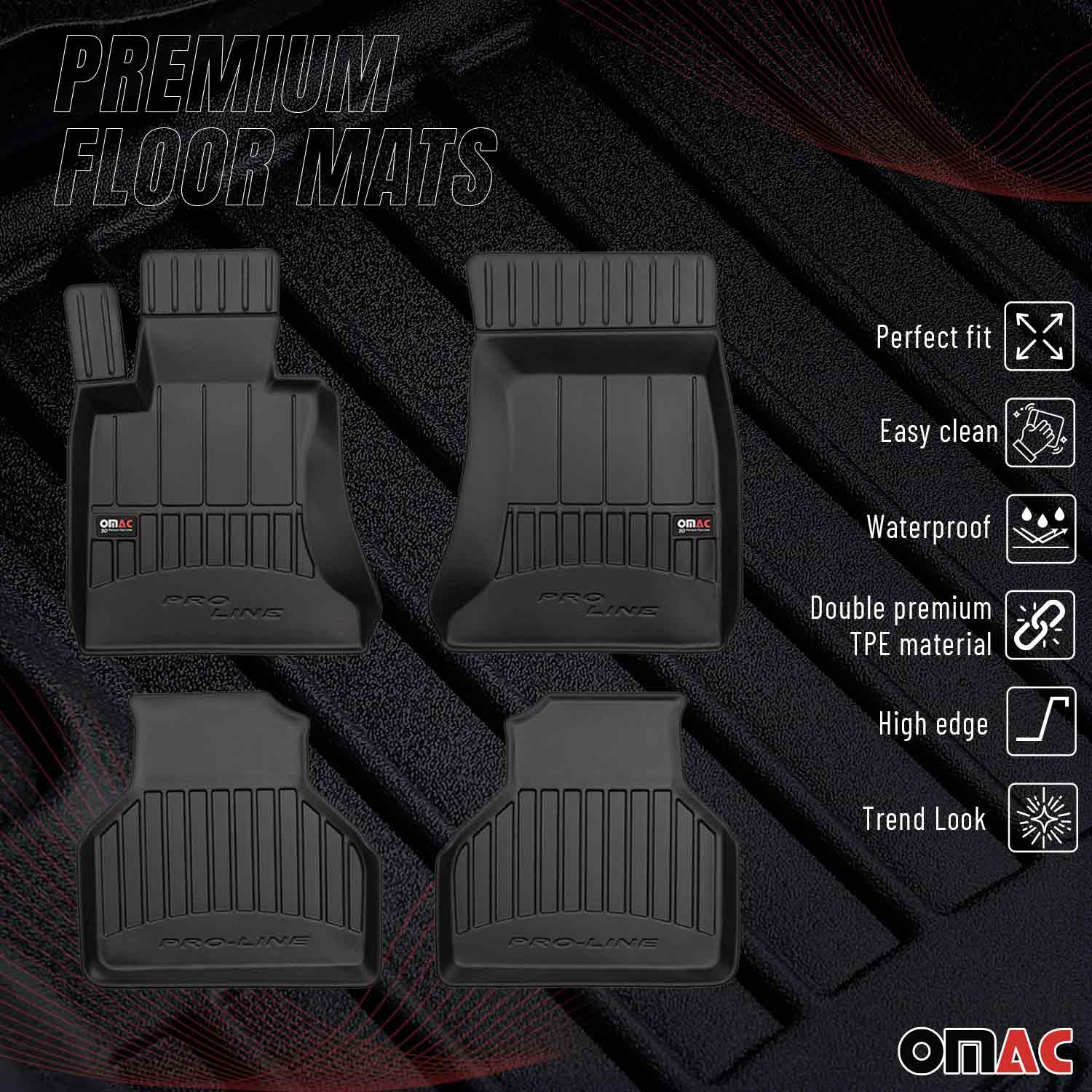 OMAC Gummi Fußmatten für BMW 7er E65 E66 E67 2001-2009 Premium Gummi Schwarz 4x