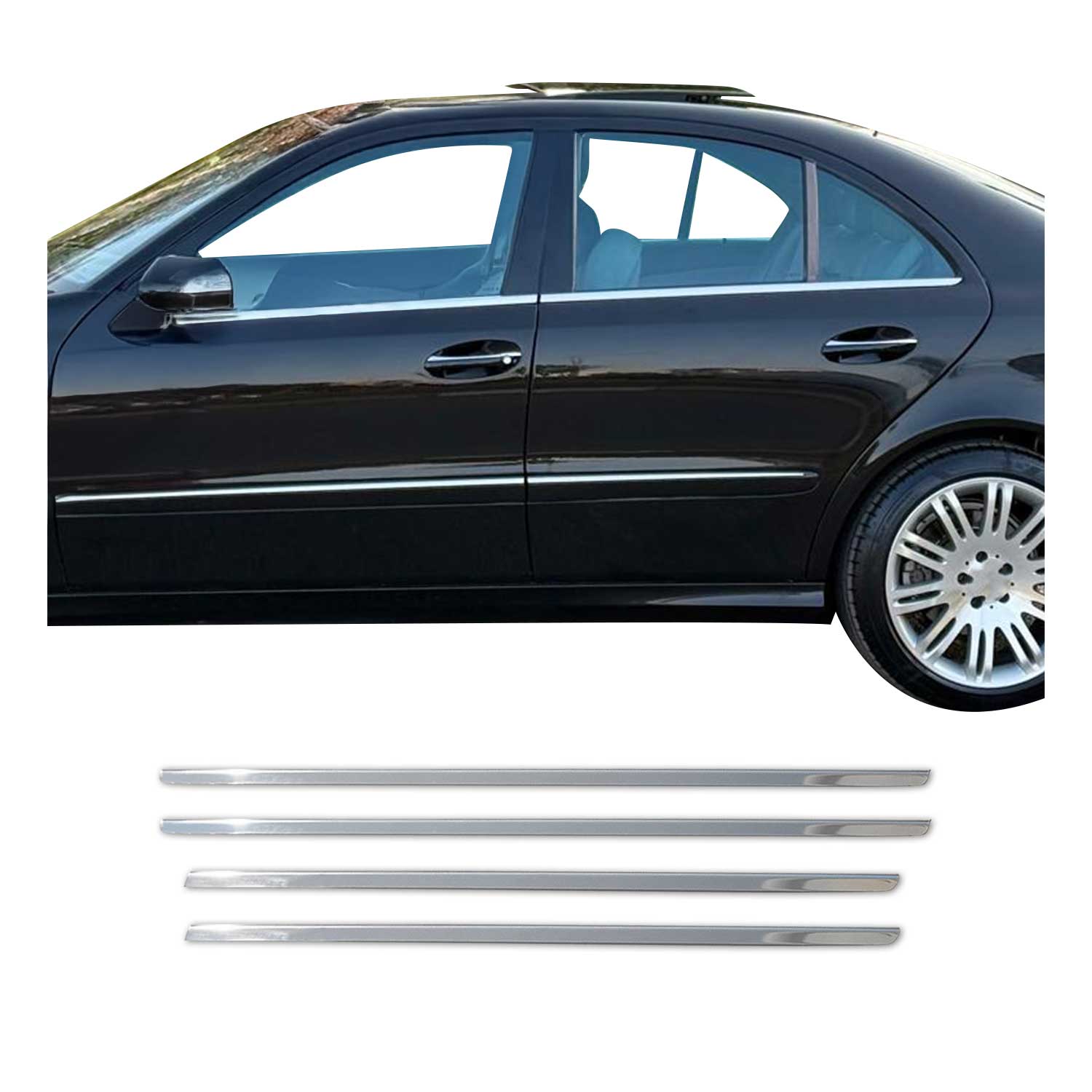 Fensterleisten Zierleisten für Mercedes W211 E Klasse 2002-2009 Edelstahl 4tlg