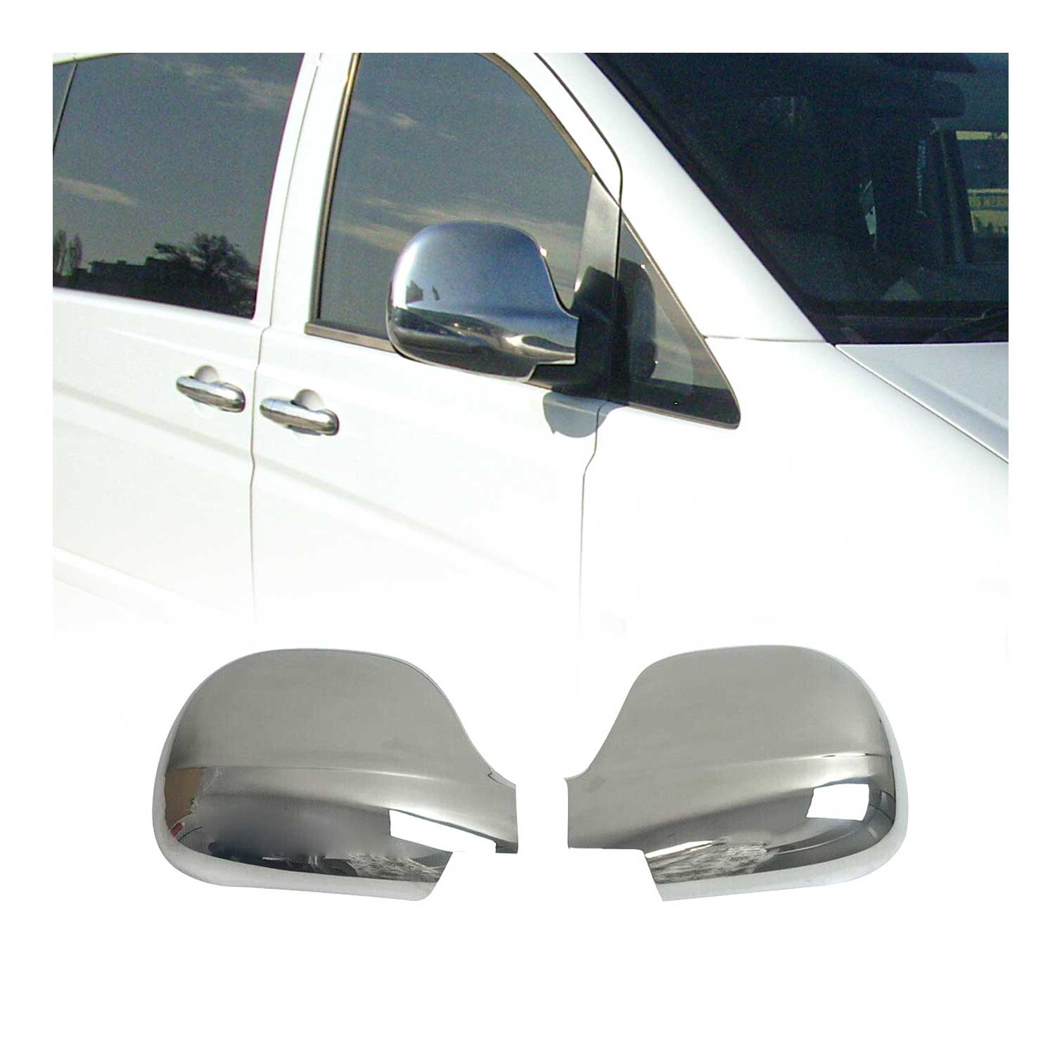 Spiegelkappen Spiegelabdeckung für Mercedes Vito W639 2003-2010 Edelstahl Chrom