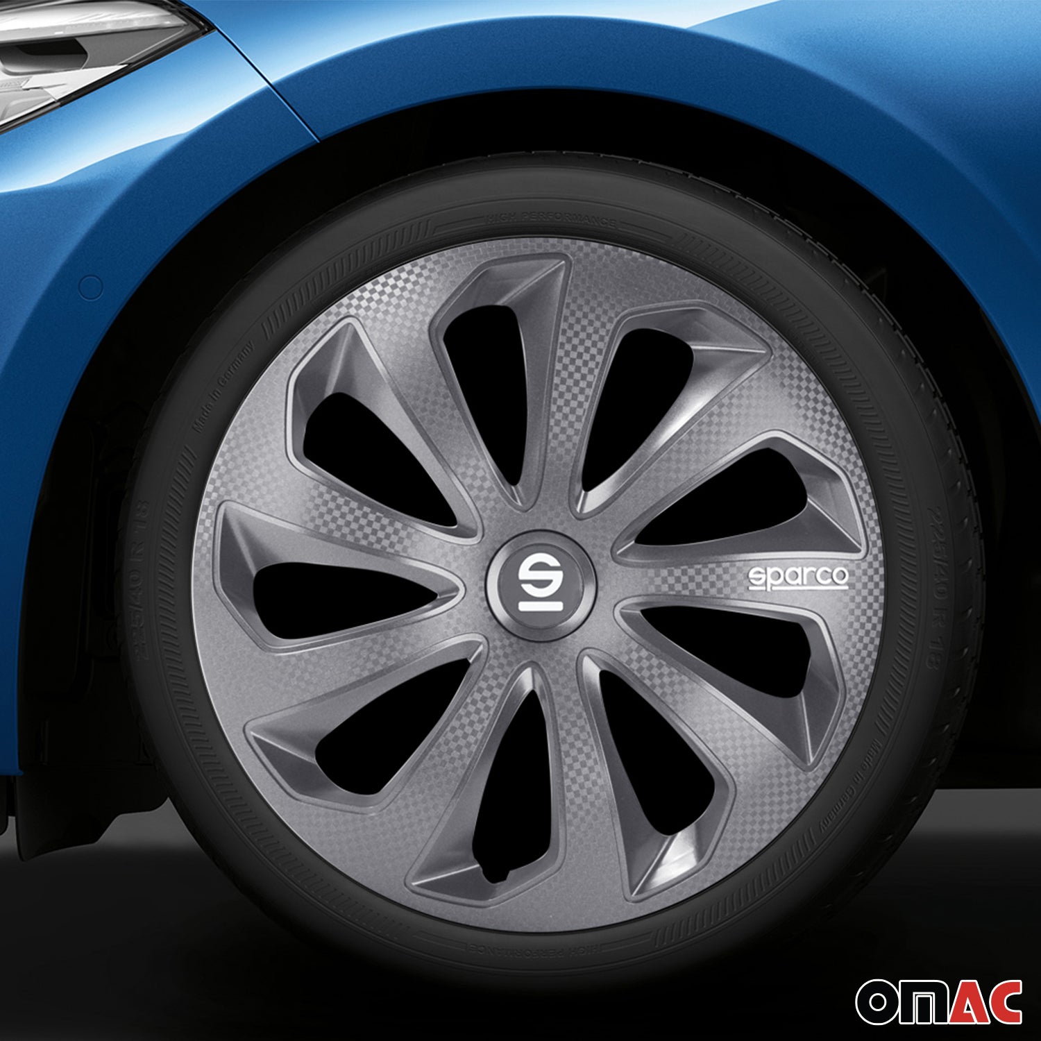 Radkappen Radzierblenden Sparco Sicilia 16" Zoll Abdeckung Set Grau Carbon 4x