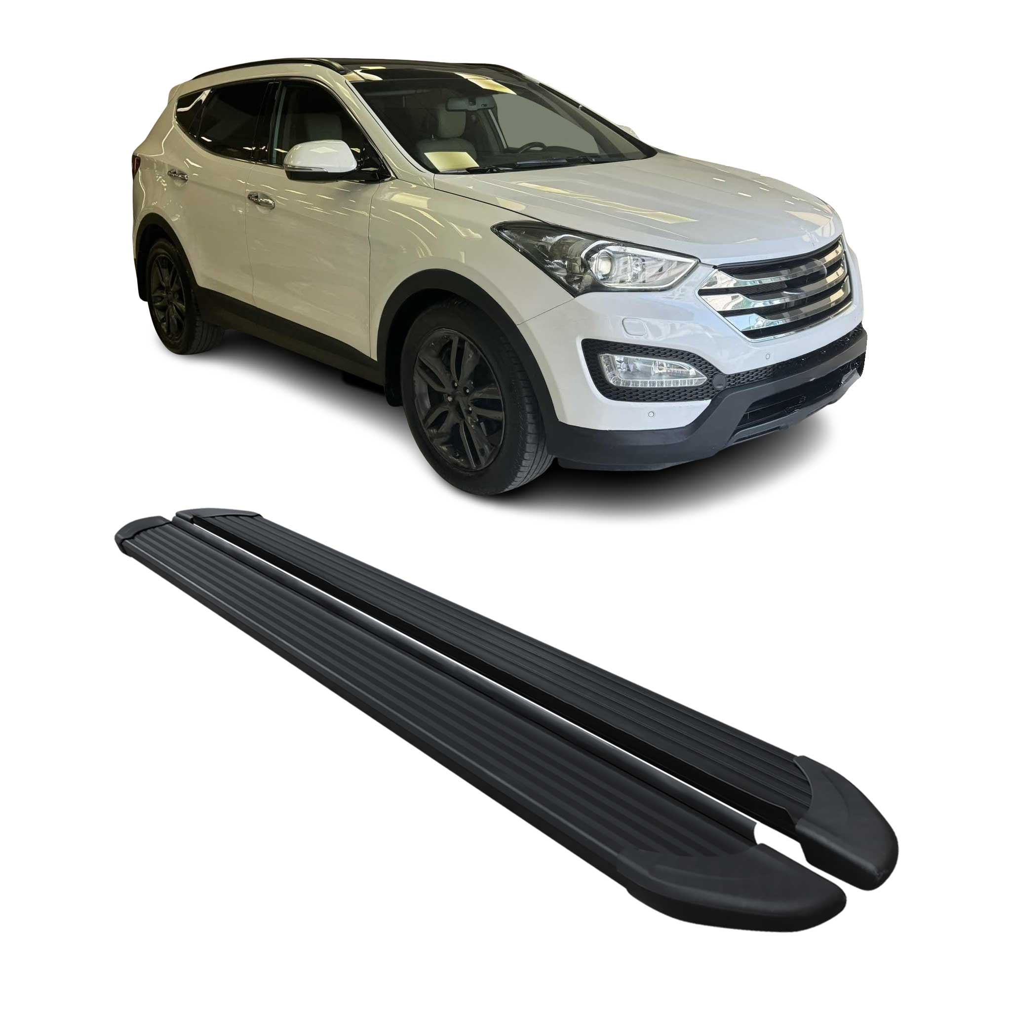 Seitenschweller Trittbretter Schweller für Hyundai Santa Fe 2013-18 Alu Schwarz