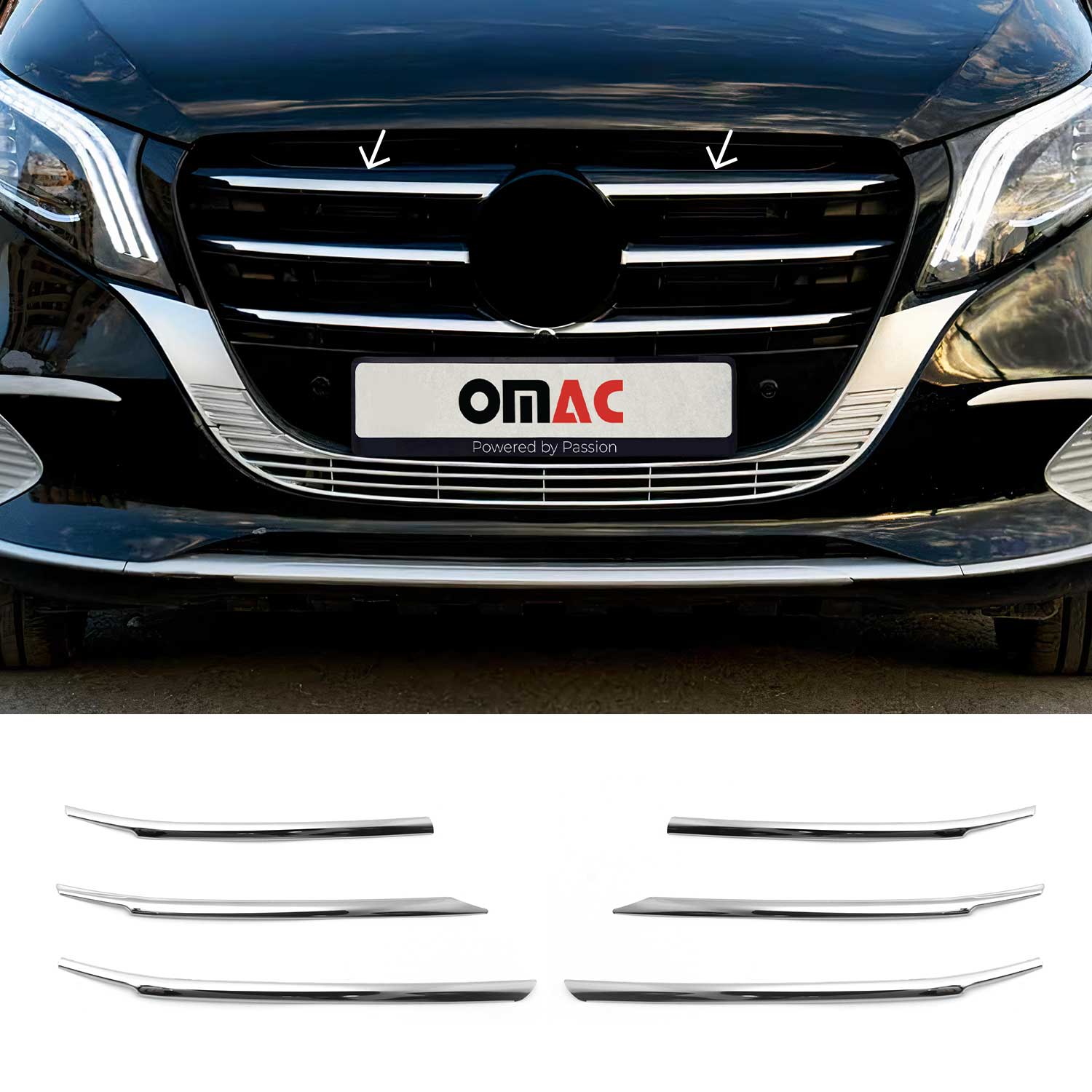 Kühlergrill Grillleisten für Mercedes Vito W447 2024-2026 Edelstahl Chrom 6tlg