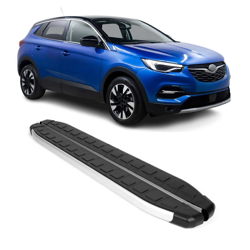 Schweller Seitenbretter Trittbretter für Opel Grandland 2016-2021 Alu Schwarz