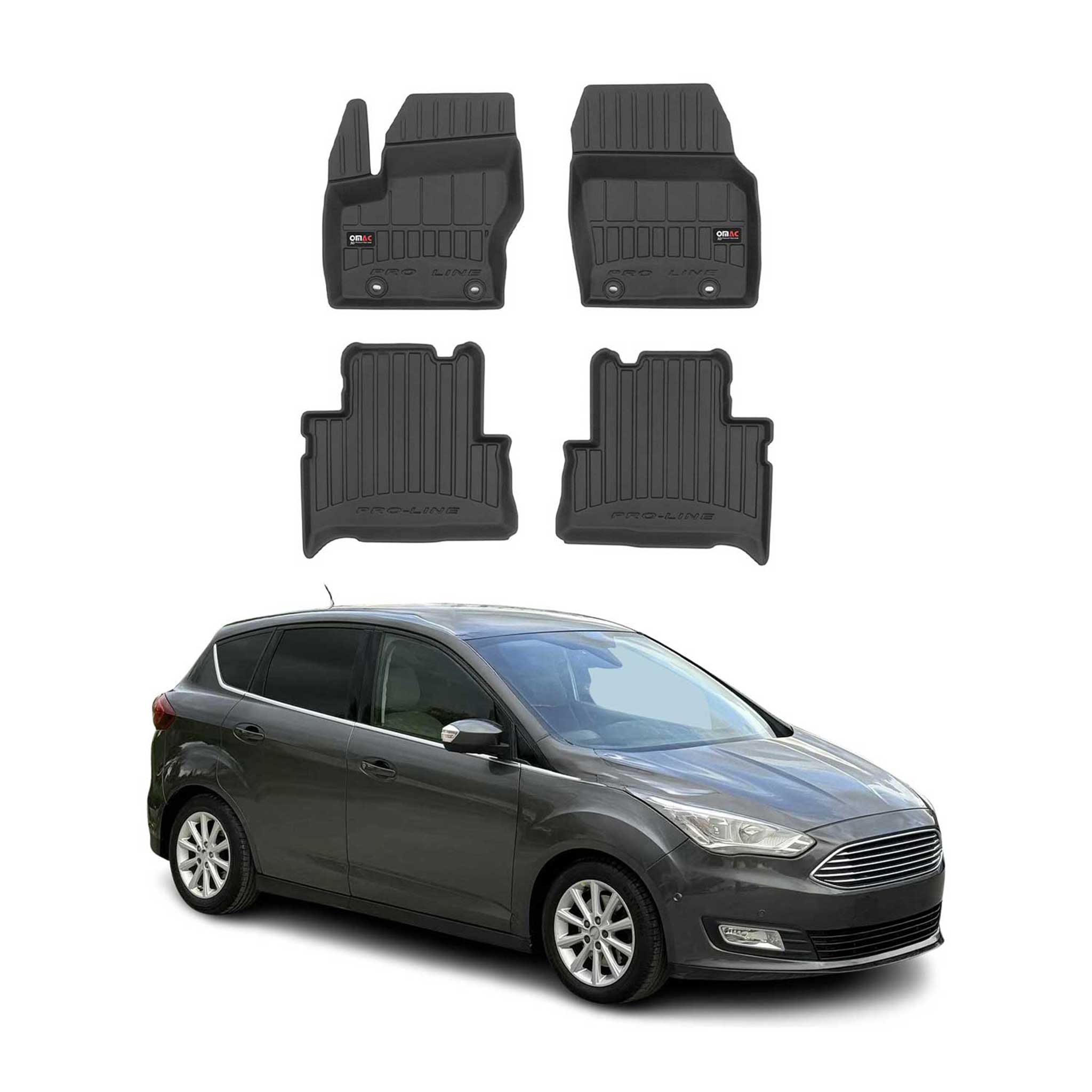 OMAC Gummi Fußmatten für Ford C-Max 2010-2019 Premium TPE Automatten Schwarz 4x