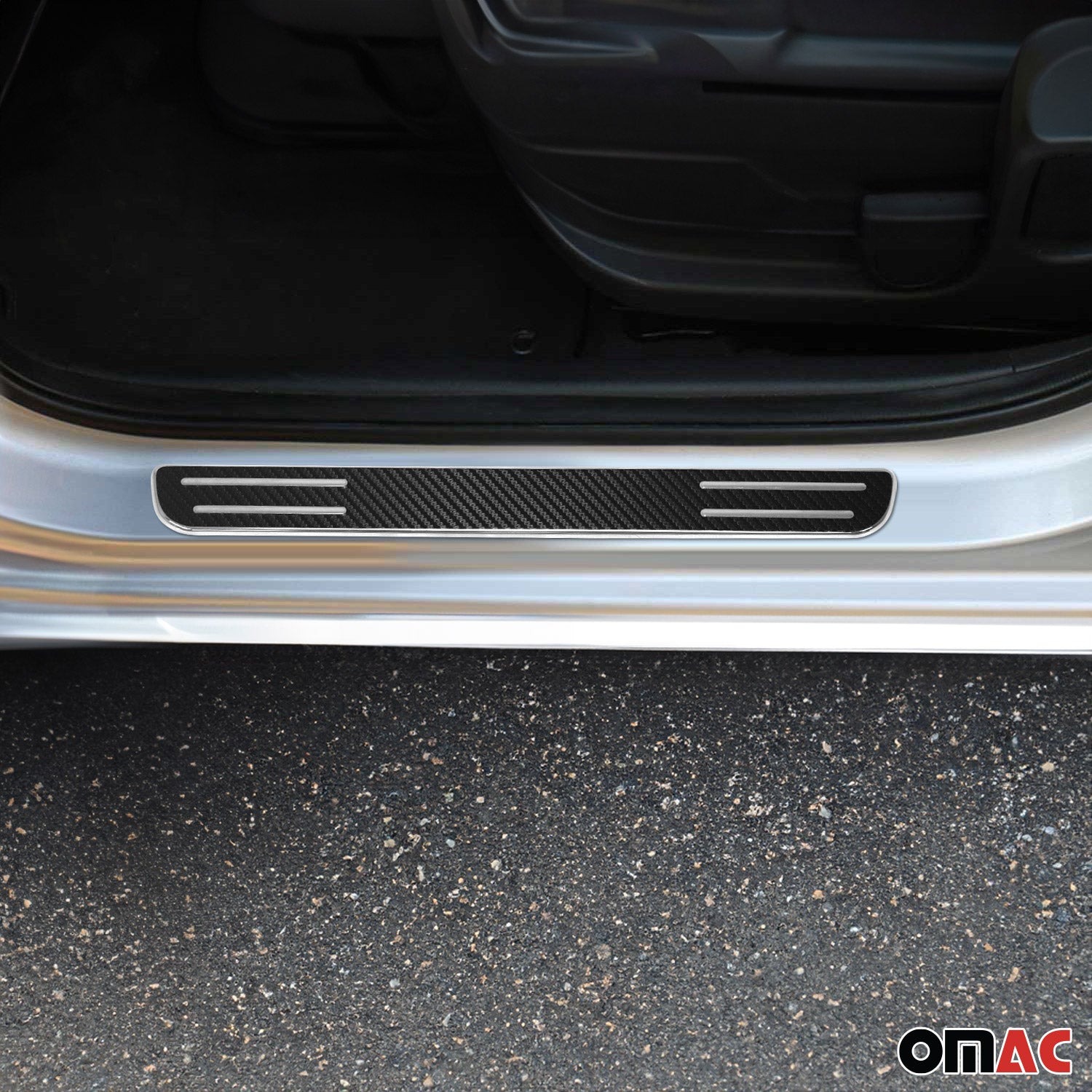 Einstiegsleisten Türschweller für Autos 38cm Chrom Kohlefaserfolien 2tlg