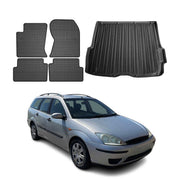 Fußmatten & Kofferraumwanne Set für Ford Focus mk1 1998-2004 Turnier Gummi 5x
