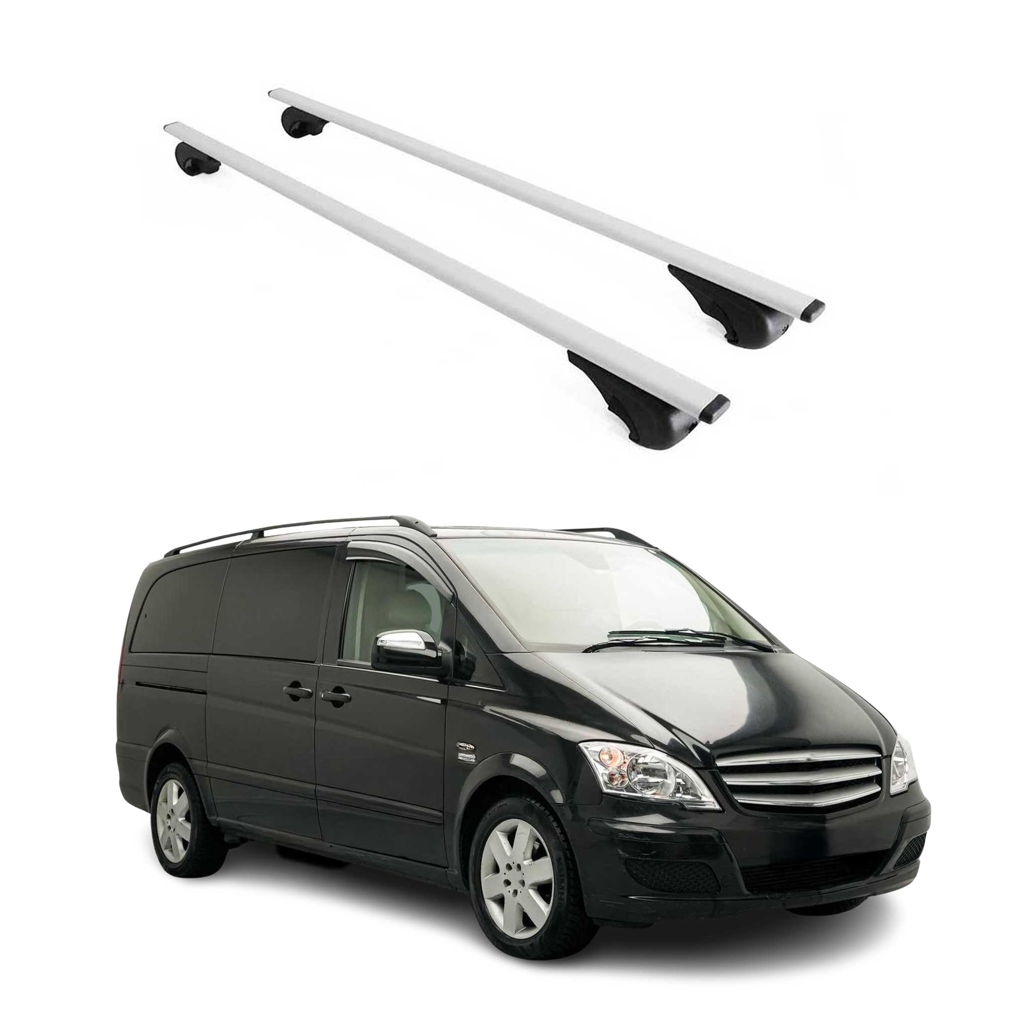 Dachträger Grundtäger für Mercedes Vito W639 2003-2014 75kg Metall Silber 2 tlg