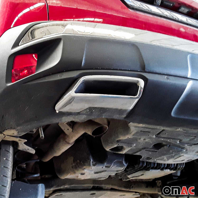 Stoßstangen Diffusor Auspuffrahmen für Peugeot 3008 2016-2020 Chrom ABS 2 tlg