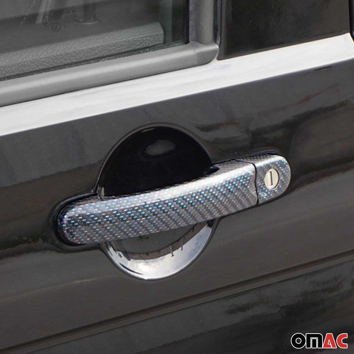 Türgriff Blende Carbon für VW Touran 2003-2015 Kohlefaser Blau 8tlg