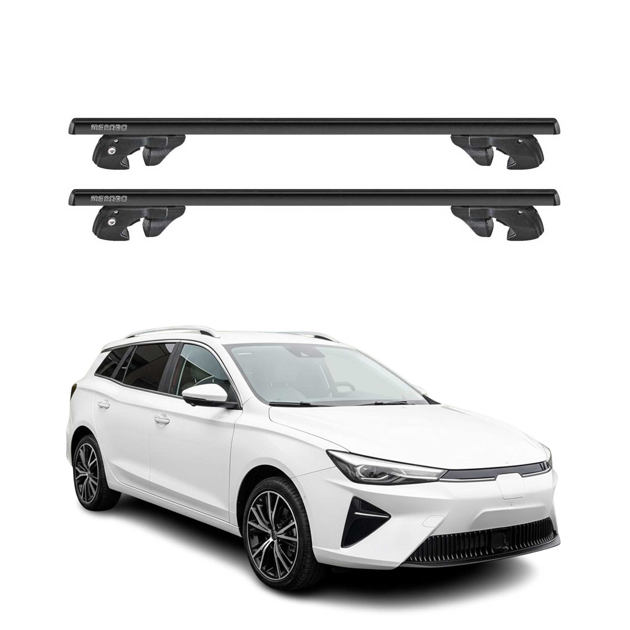 Dachträger Grundtäger für MG5 EV 2021-2026 Aluminium 90kg TÜV Schwarz 2tlg