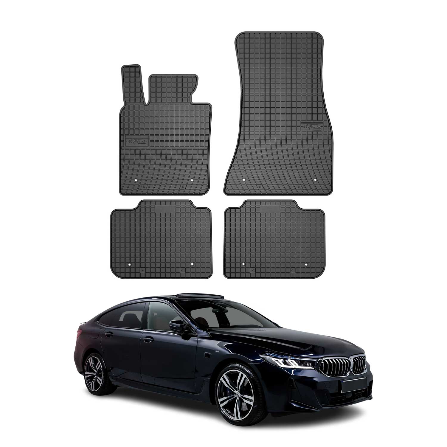 OMAC Gummi Fußmatten für BMW 6er Gran Turismo G32 2017-2023 Matten Schwarz 4x