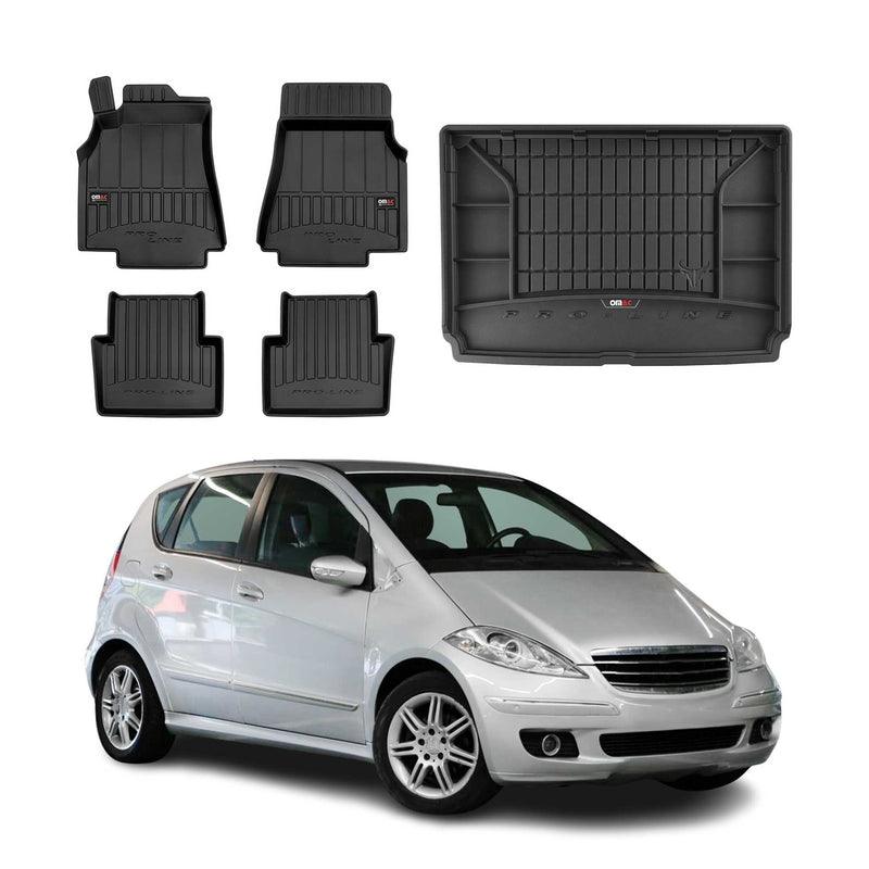 OMAC Fußmatten & Kofferraumwanne Set für Mercedes A Klasse W169 2004-2012 Gummi
