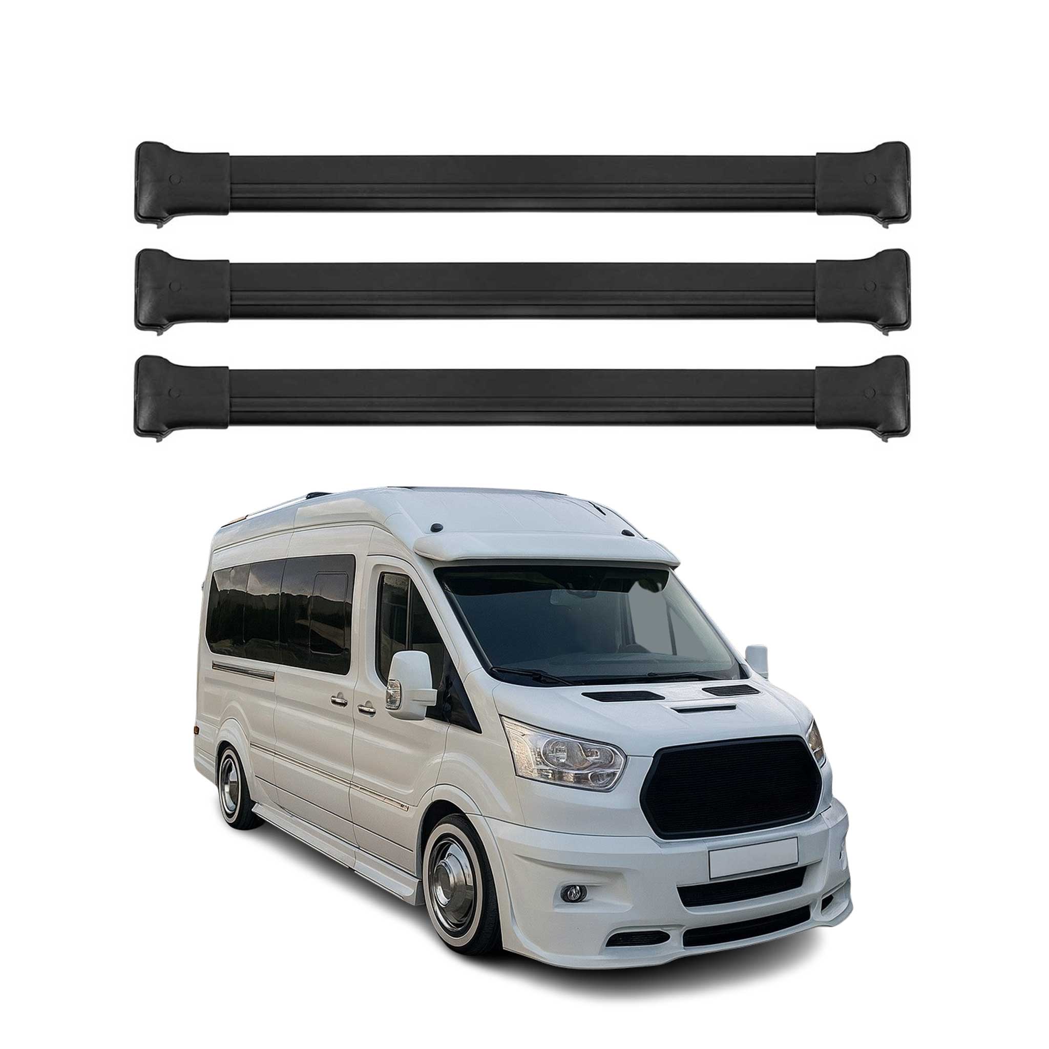 Dachträger Grundtäger für Ford Transit 2014-2025 75kg Aluminium Schwarz 3 tlg