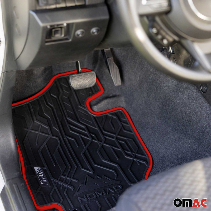 Fußmatten Gummimatten für Ford C-Max II 2010-2019 1.Reihe Schwarz Rot 2 tlg