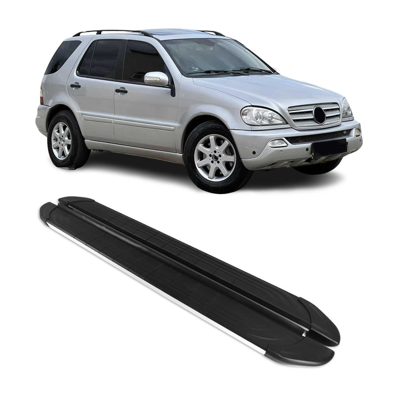 Trittbretter Seitenschweller für Mercedes M Klasse W163 1998-2005 Schwarz Alu