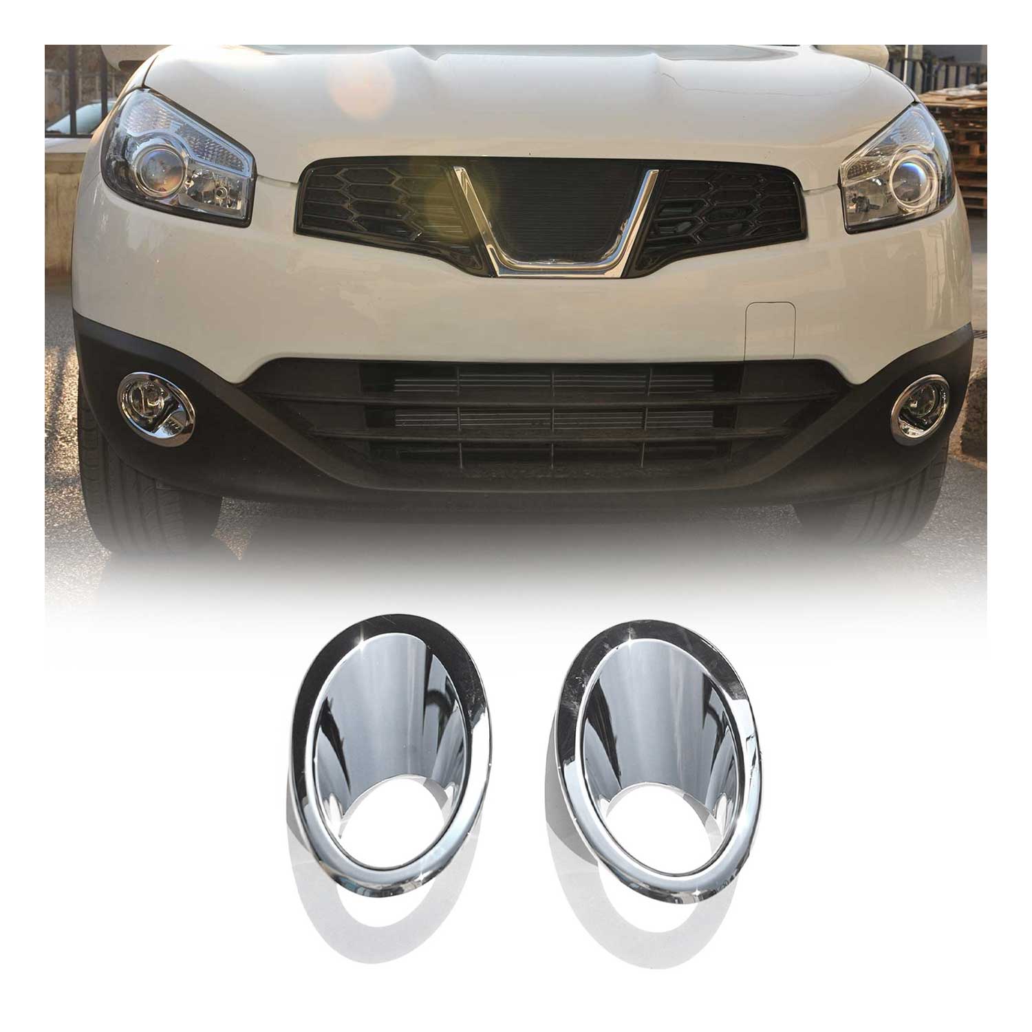 Nebelscheinwerfer Rahmen Umrandung für Nissan Qashqai +2 2008-2014 Chrom ABS 2x