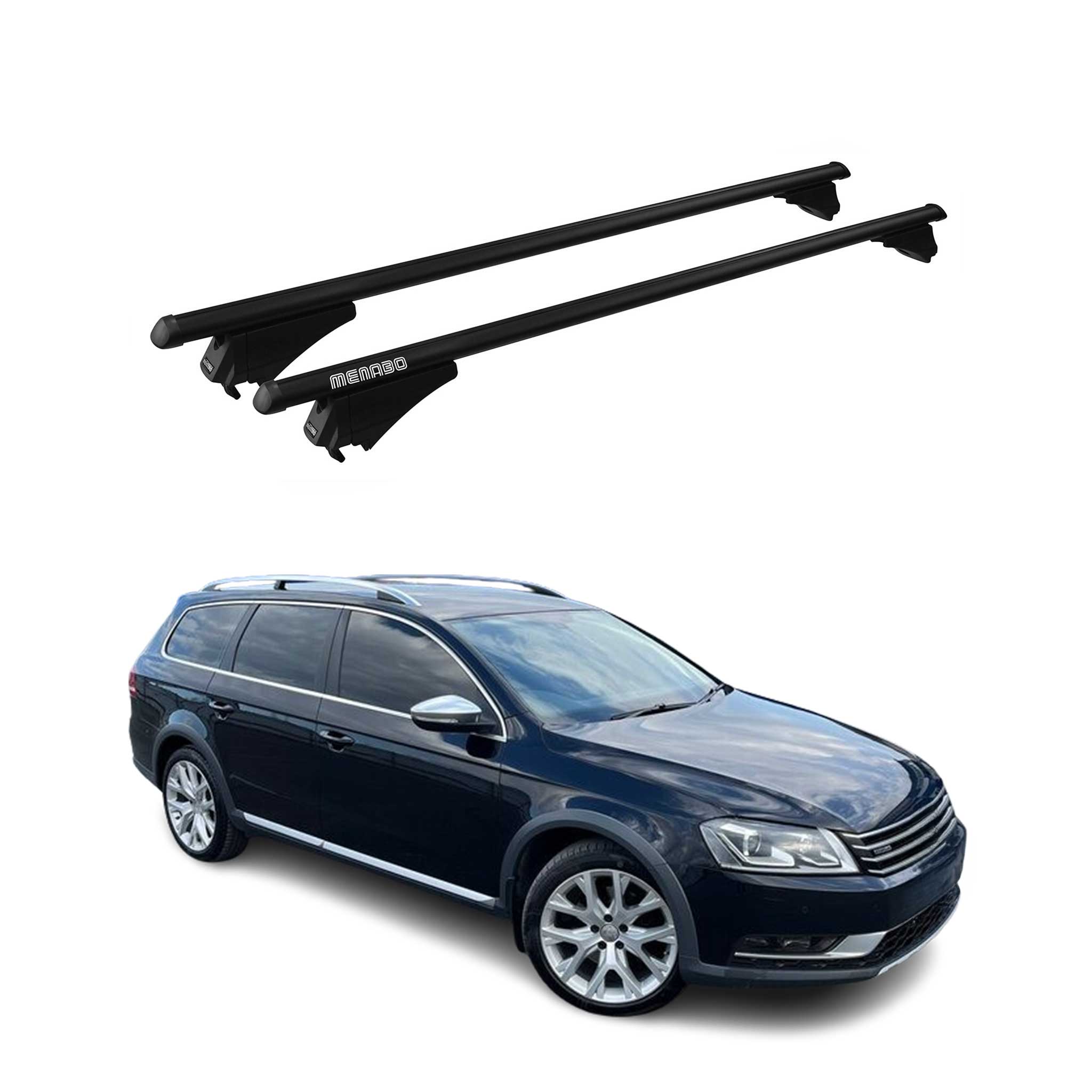 Menabo Dachträger für VW Passat B7 Alltrack 2012-2014 ABE Aluminium Schwarz