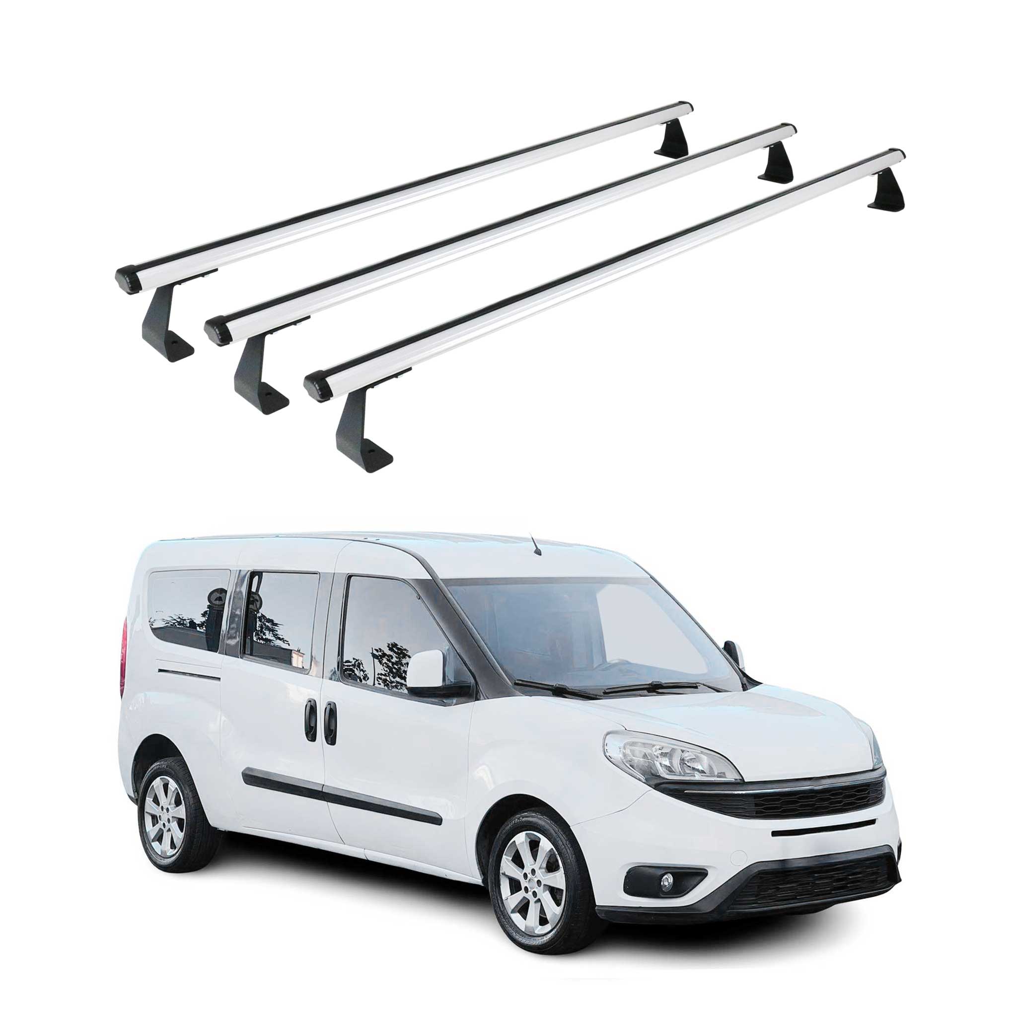Dachträger Grundtäger für Fiat Doblo 2010-2022 75kg Aluminium Silber 3 tlg
