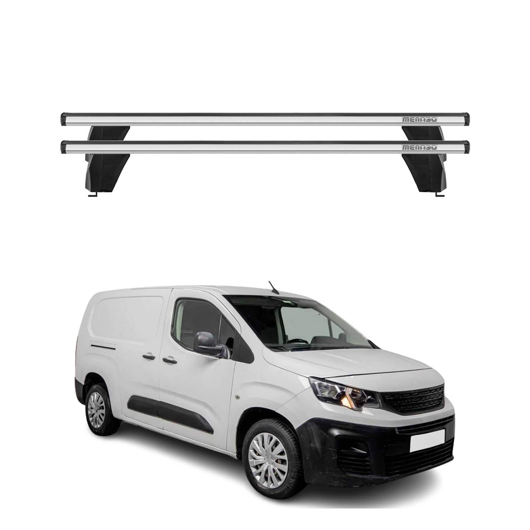 Menabo Dachträger Grundtäger für Peugeot Partner mk3 2018-2026 75kg Alu Grau 2x